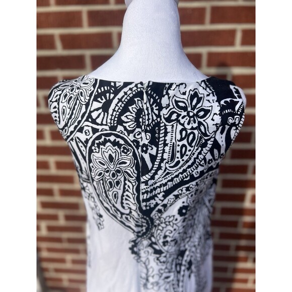 Tiana B. White & Black Sleeveless Shift Dress Scoop Neckline 12 Paisley Floral - Picture 4 of 5